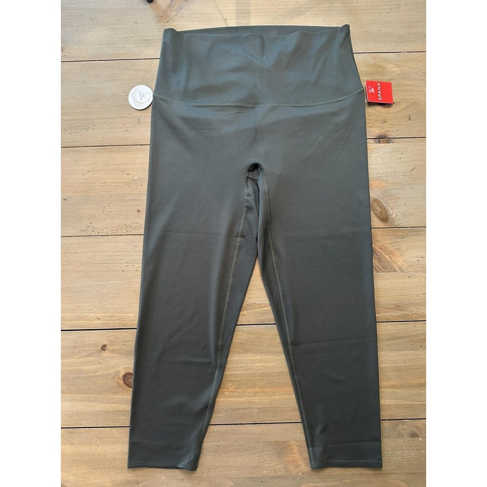Spanx Soft and Smooth 7/8 Leggings Womens 1X Dark Palm High Rise Yoga Pants